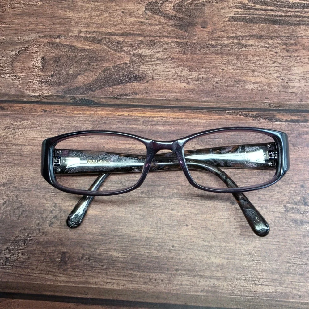Vera Wang V042 Purple Marble Rectangle Eyeglasses 51-17-135 AY